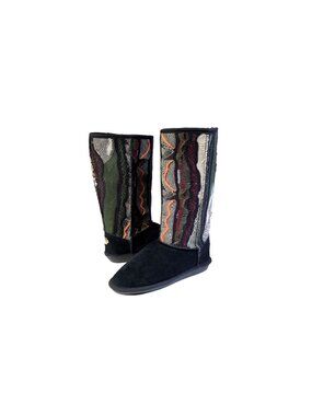 Y2K COOGI Sweater Boots Knit Boots Cozy Faux Fur Lined Size 8.5 -9